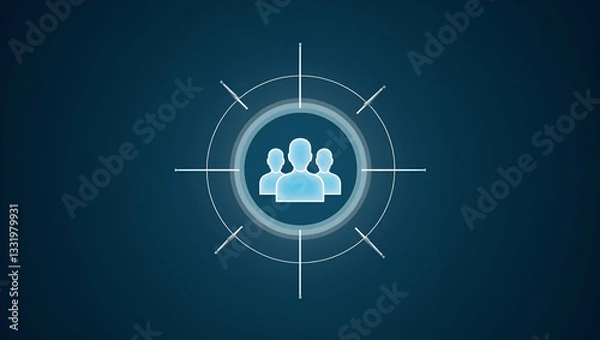 Fototapeta Recruitment and talent acquisition concept featuring digital icon of target with group of people illustrating recruitment talent acquisition candidate selection skill assessment and hiring strategy in