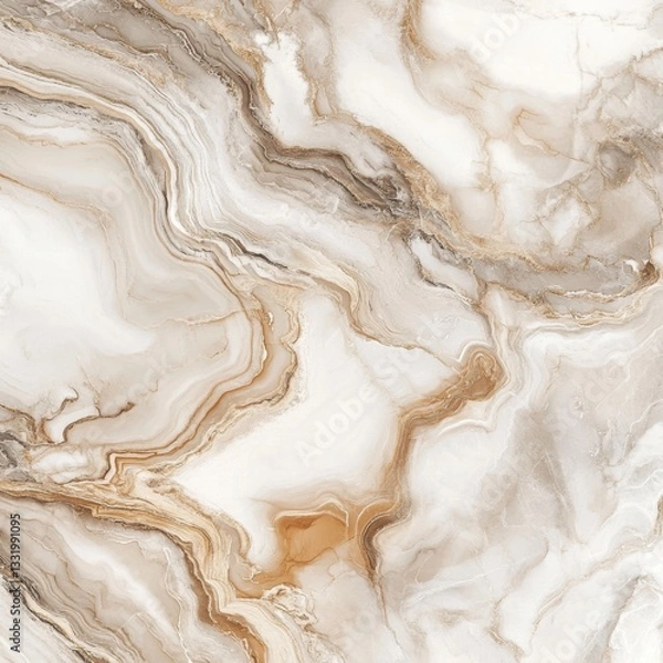 Fototapeta Elegant marble texture with cream and beige swirls in natural stone pattern