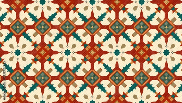 Fototapeta Intricate Flat Traditional Symbols Pattern with Rich Color Accents