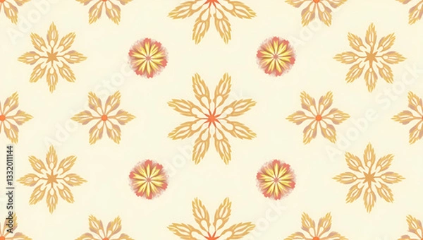 Fototapeta Flat Create a seamless pattern with retro floral motifs in muted pastel tones for a vintage 1970s look. concept as Develop a repeating pattern featuring stylized floral elements in soft pastel shades 