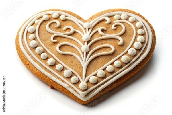 Fototapeta High-resolution image of a sweet, baked heart cookie, a perfect Valentine's treat from a bakery.