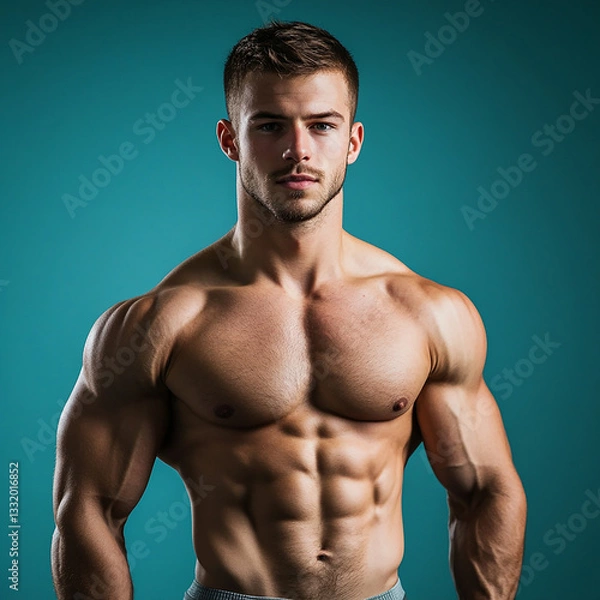Fototapeta Fitness strong man portrait, male portrait close up