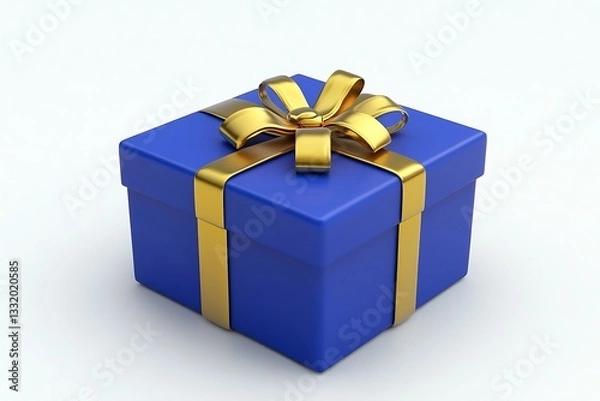 Obraz Royal blue gift box with gold ribbon and bow for elegant celebrations and luxury events