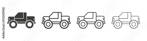 Fototapeta Monster truck line icon vector illustration set.