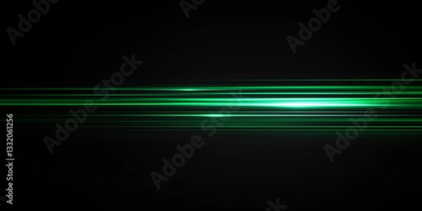 Obraz green gradient speed light motion blur effect on black background,green speed line for design banner poster wallpaper
