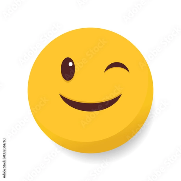 Obraz A winking emoji with a playful and friendly expression, often used to convey humor, flirtation, or lightheartedness.