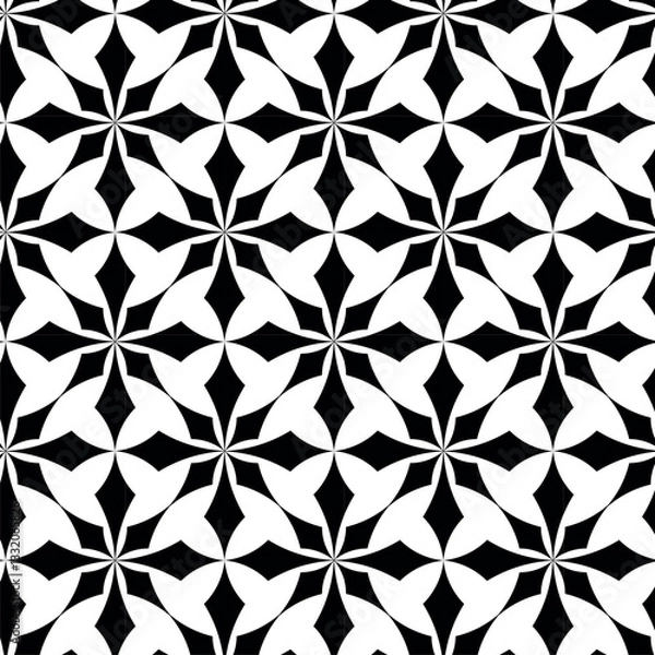 Fototapeta Abstract geometric pattern with crosses, stripes, lines. Seamless vector background. White and black ornament. Modern reticulated graphic design.