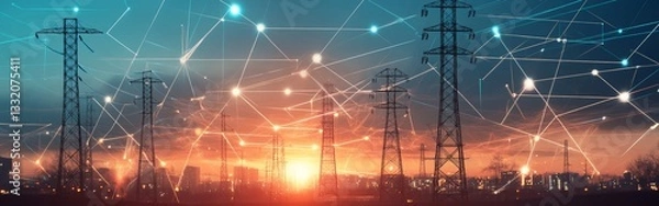 Fototapeta Data and Network Visualization with Servers