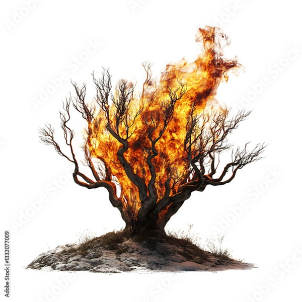 Fototapeta Burning Bush Isolated on Transparent Background