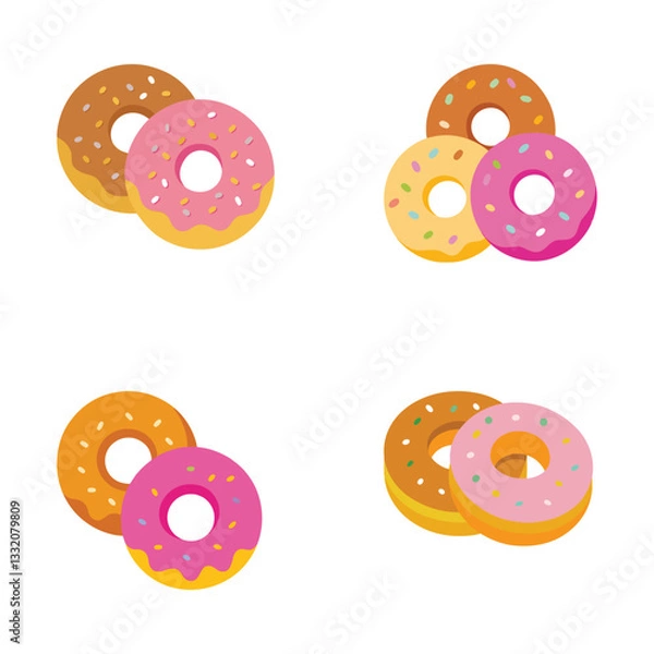Fototapeta Cute seamless vector pattern of colorful donuts cookies and cakes