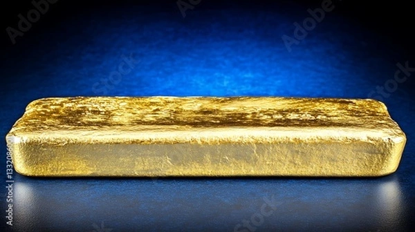 Fototapeta A large rectangular ingot of shiny precious metal rests on a surface