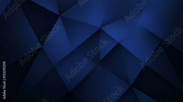 Fototapeta Black dark deep navy blue abstract pattern background. Geometric shape. Line triangle corner fold mosaic diamond polygon 3D. Gradient shadow. Grain rough noise. Design. Template. Minimal.