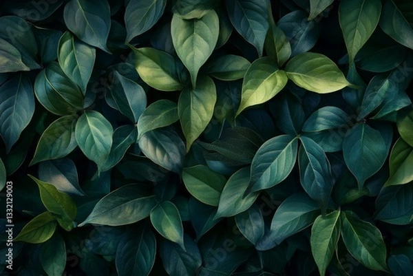 Obraz Spathiphyllum cannifolium leaves form a unique abstract green texture often used as a nature background with a tropical leaf theme