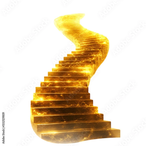 Fototapeta Celestial Golden Spiral Staircase Isolated on Transparent Background