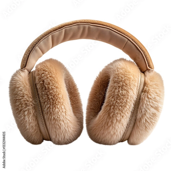 Fototapeta A Set of Woolen Earmuffs with Plush Padding Isolated on Transparent Background
