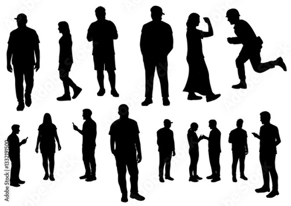 Fototapeta 人物　全身ポーズ　シルエットセット