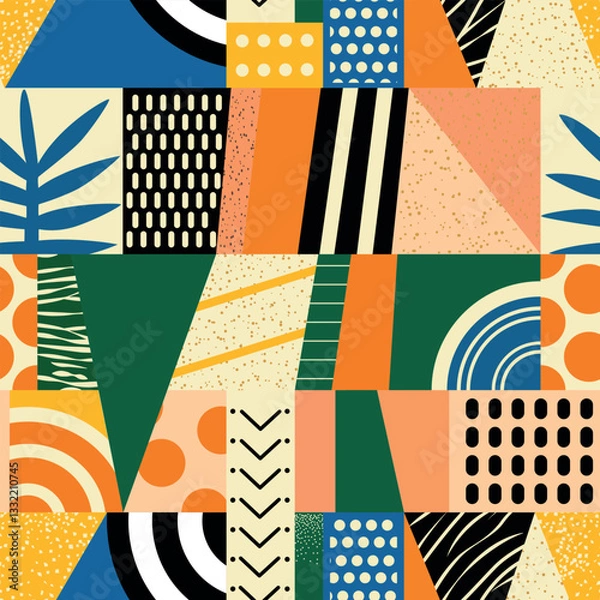 Fototapeta Colorful abstract geometric patterns create vibrant visual interest in modern design