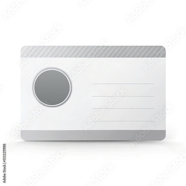 Obraz Minimalist web icon of a blank identification card, clean and modern design, white background, soft shadows, flat style with subtle gradients, suitable for UI/UX, user profile or login interface, neut