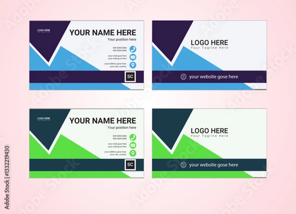 Fototapeta This is vector file. A bundle of 2 temples of different colors business card, modern business card template. this is editable.
