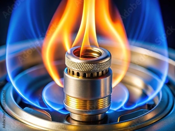 Fototapeta Gas water heater pilot light:  Visual inspections prevent hazards.  Ensure proper venting and flame.