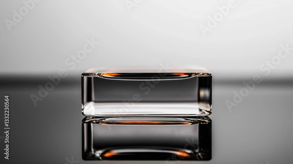 Obraz clear glass block with smooth surface reflecting light, showcasing its elegant design and minimalistic style. subtle color adds touch of sophistication