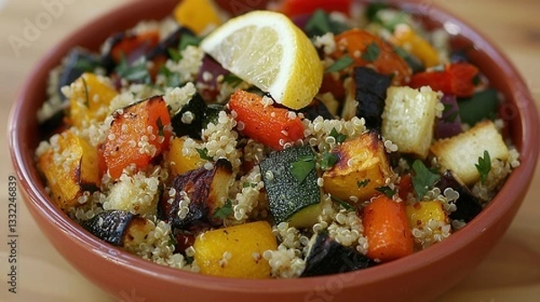 Obraz Roasted Vegetable and Quinoa Salad with Lemon