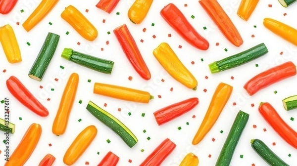 Obraz Vibrant Vegetable Pattern Colorful Carrots Zucchini and Peppers