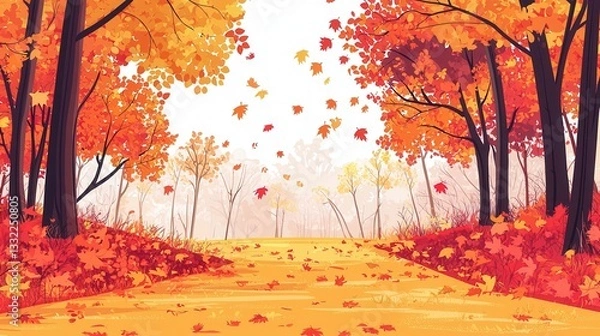 Obraz Autumnal Pathway Colorful Fall Foliage and Trees