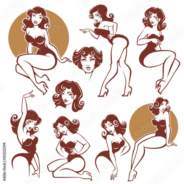 Obraz pinup girls, vector collection