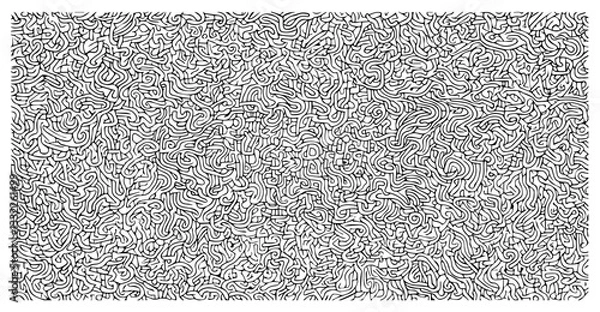 Fototapeta dense abstract scribble pattern with chaotic hand drawn lines and loops vector
