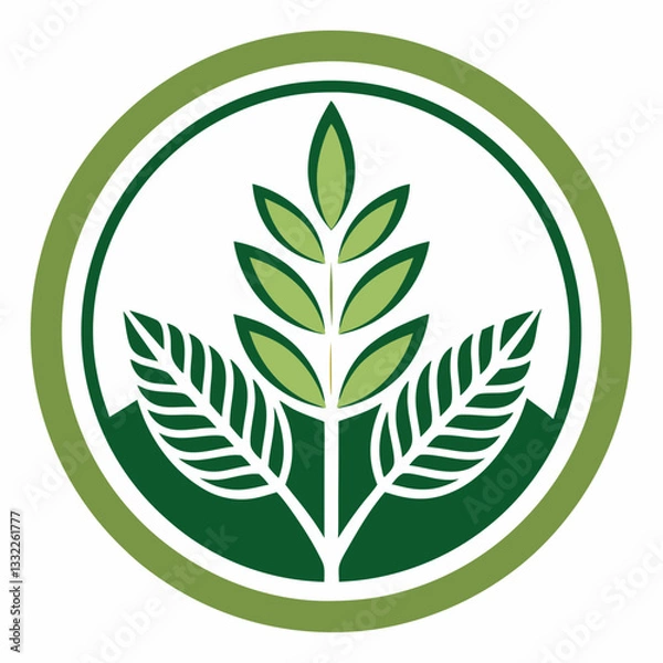 Fototapeta circular plant emblem with balanced leaf placement