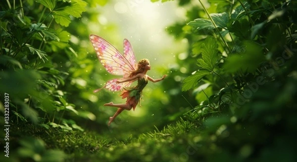 Obraz fairy flying in the forest
