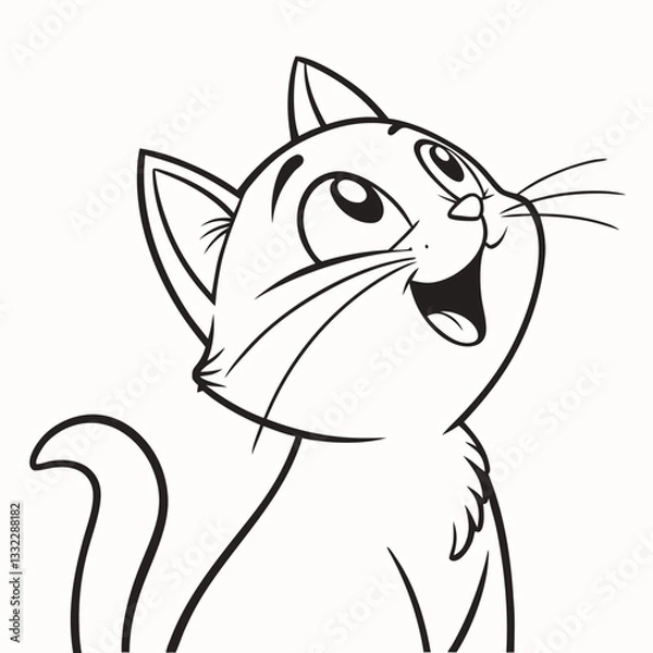 Fototapeta happy cat kitten stretching draw line