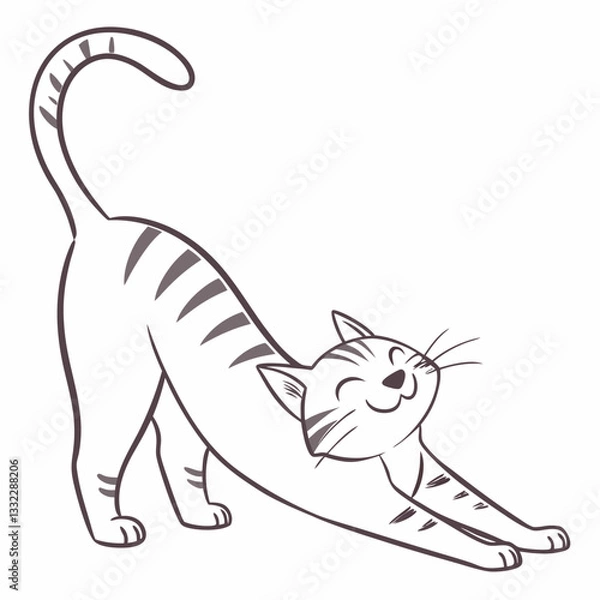 Fototapeta happy cat kitten stretching draw line