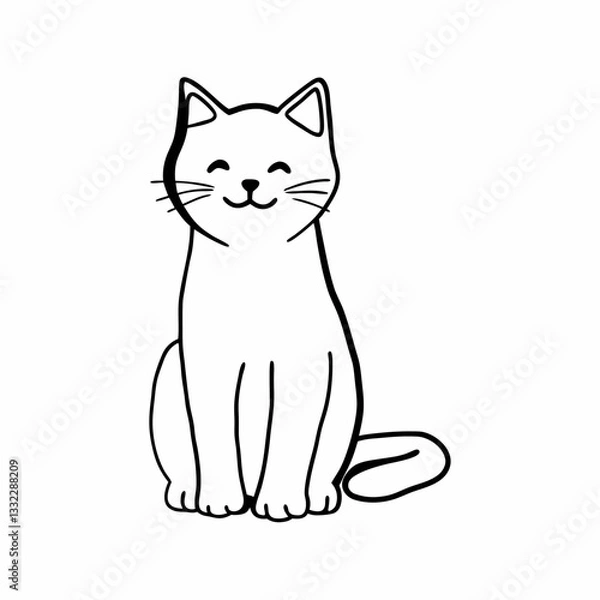 Fototapeta happy cat kitten stretching draw line