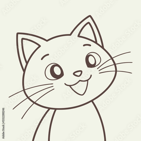 Obraz happy cat kitten stretching draw line