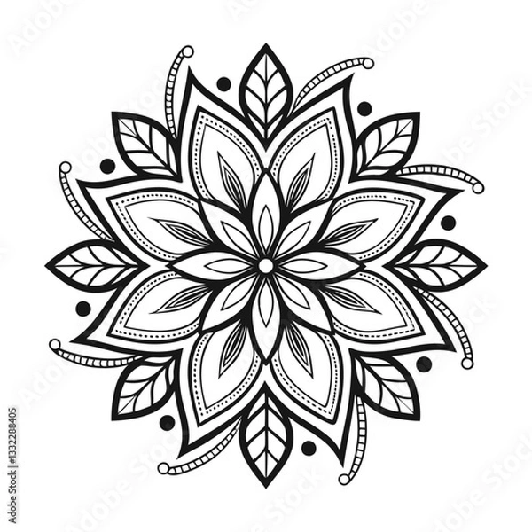 Fototapeta Pattern in the form of a mandala. Henna tattoo mandala. Mehndi style. Decorative pattern in oriental style. Coloring book page.
