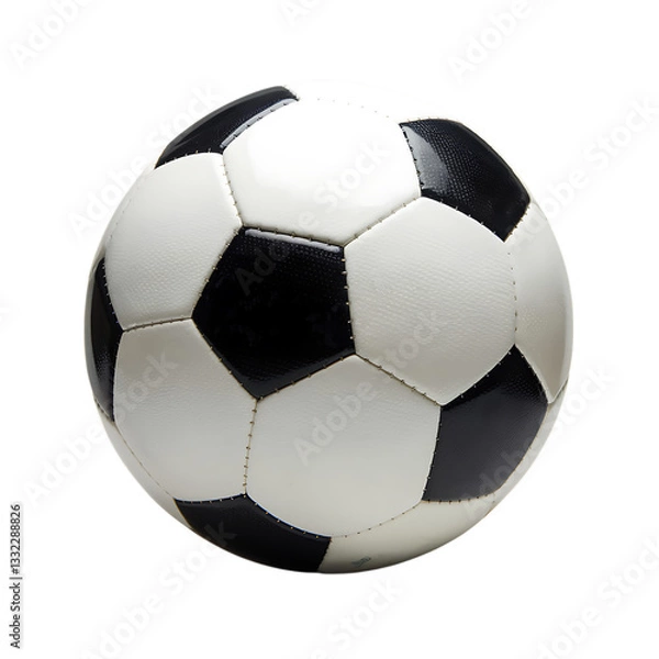 Fototapeta A soccer ball with black and white panels, isolated on a white background.