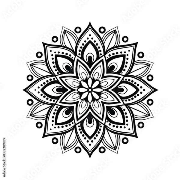 Fototapeta Pattern in the form of a mandala. Henna tattoo mandala. Mehndi style. Decorative pattern in oriental style. Coloring book page.