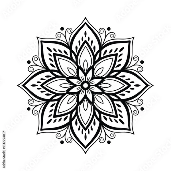 Fototapeta Pattern in the form of a mandala. Henna tattoo mandala. Mehndi style. Decorative pattern in oriental style. Coloring book page.
