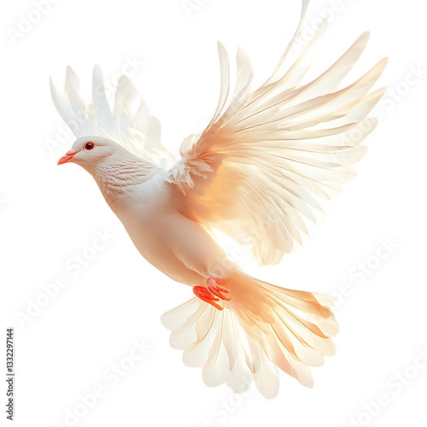 Fototapeta A Celestial Dove Glowing with Divine Energy Flying Isolated on Transparent Background