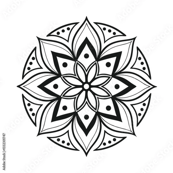 Fototapeta Pattern in the form of a mandala. Henna tattoo mandala. Mehndi style. Decorative pattern in oriental style. Coloring book page.
