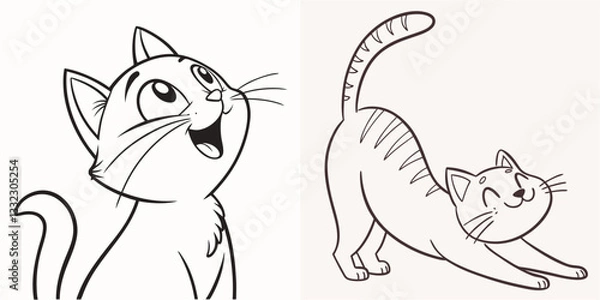 Fototapeta happy cat kitten stretching draw line
