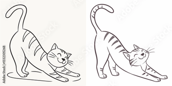 Fototapeta happy cat kitten stretching draw line