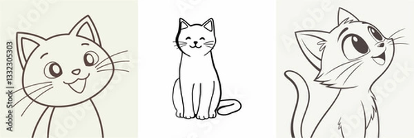 Fototapeta happy cat kitten stretching draw line
