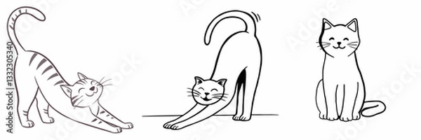 Fototapeta happy cat kitten stretching draw line