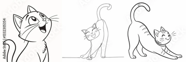 Fototapeta happy cat kitten stretching draw line