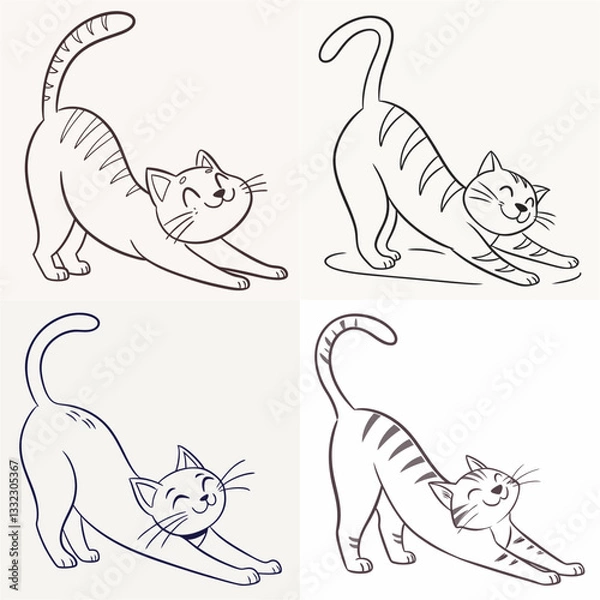 Fototapeta happy cat kitten stretching draw line