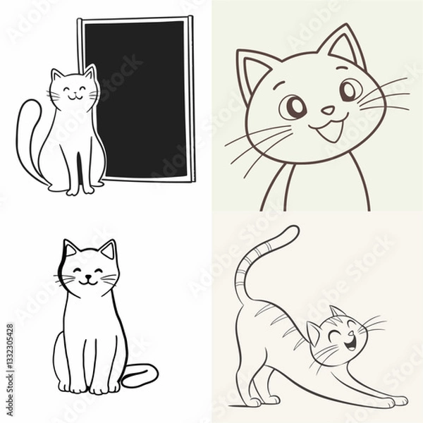 Fototapeta happy cat kitten stretching draw line