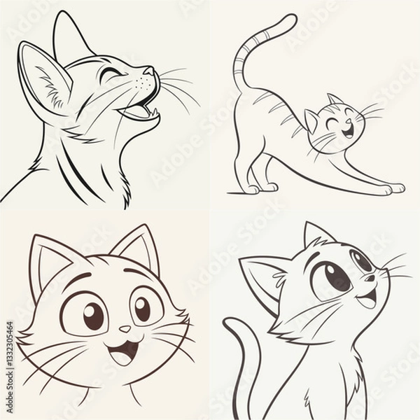 Fototapeta happy cat kitten stretching draw line